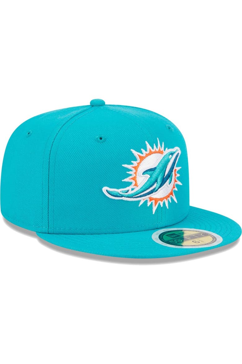 Youth New Era Aqua Miami Dolphins  Main 59FIFTY Fitted Hat, Alternate, color, Aqua