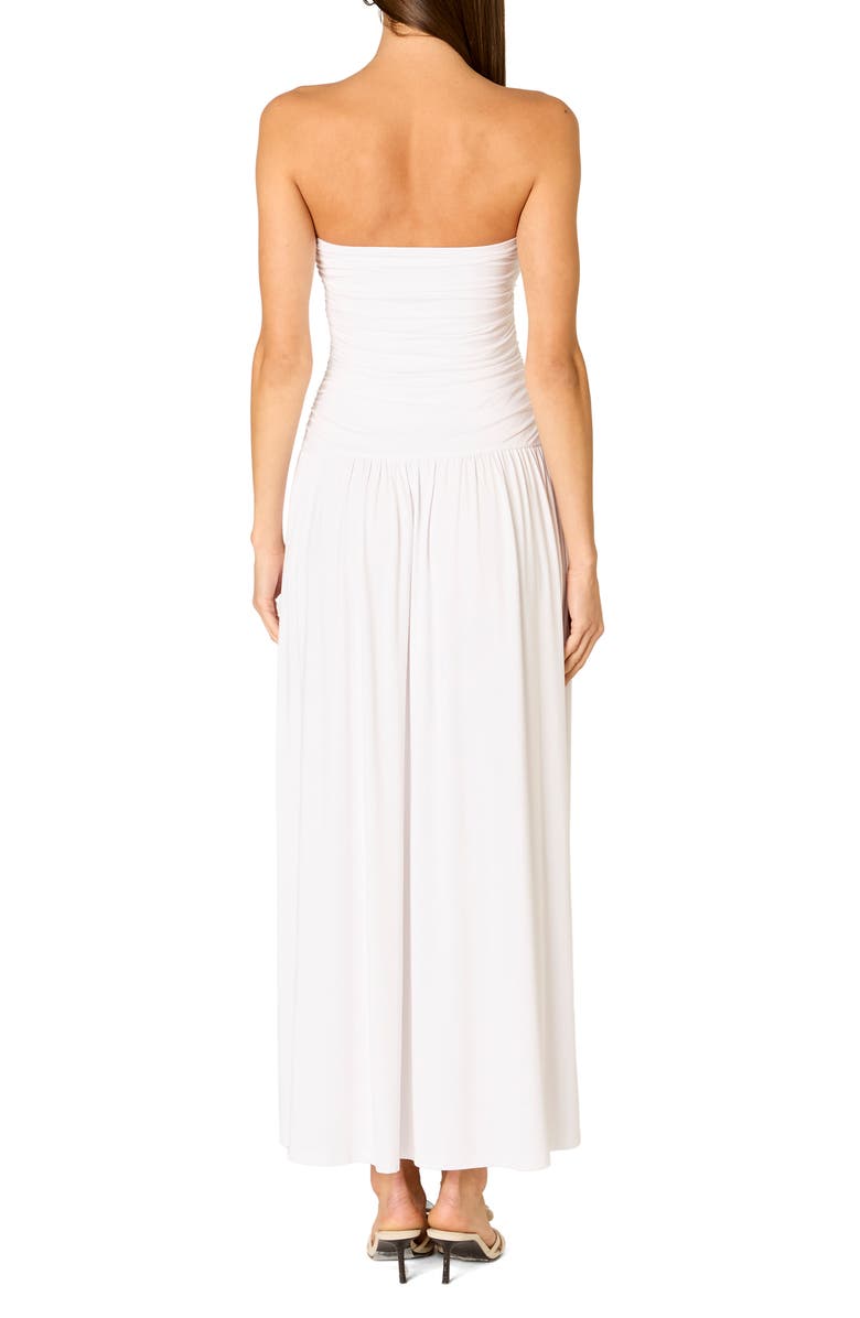 Nia Santal Ruched Strapless Midi Dress, Alternate, color, White