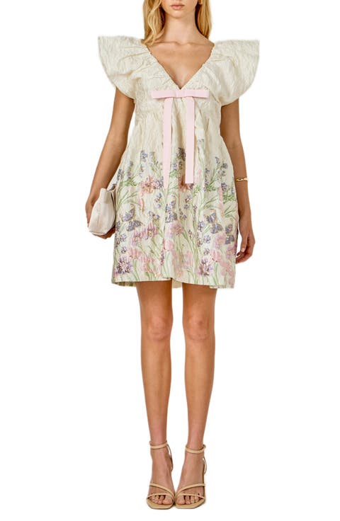 Metallic Floral Jacquard Minidress