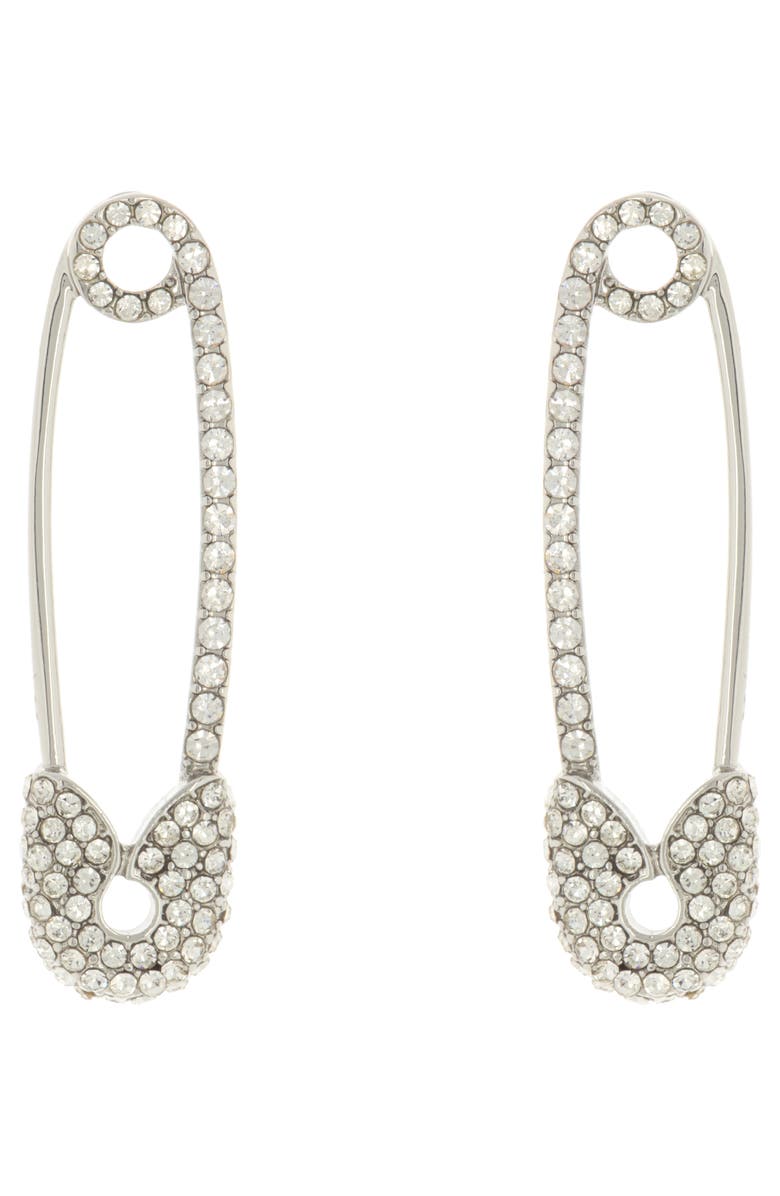 KARL LAGERFELD PARIS Pavé Crystal Safety Pin Drop Earrings, Main, color,