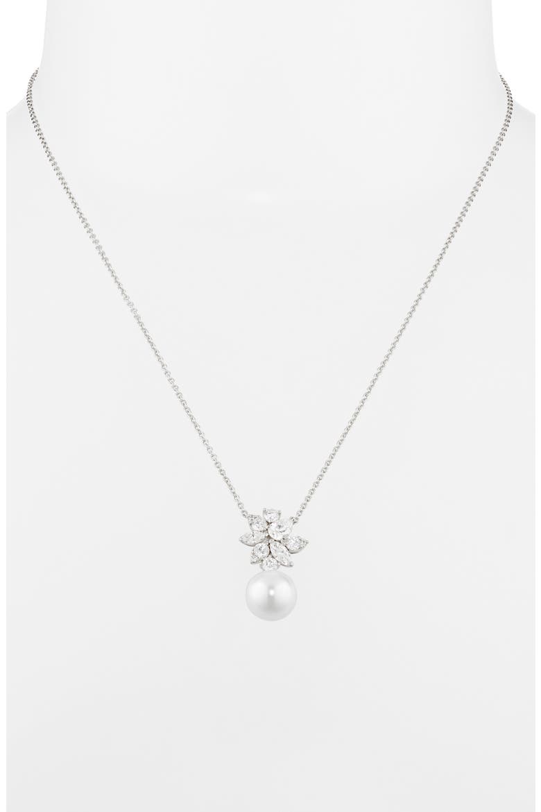Chiara Faux Pearl Pendant Necklace, Alternate, color, RHODIUM