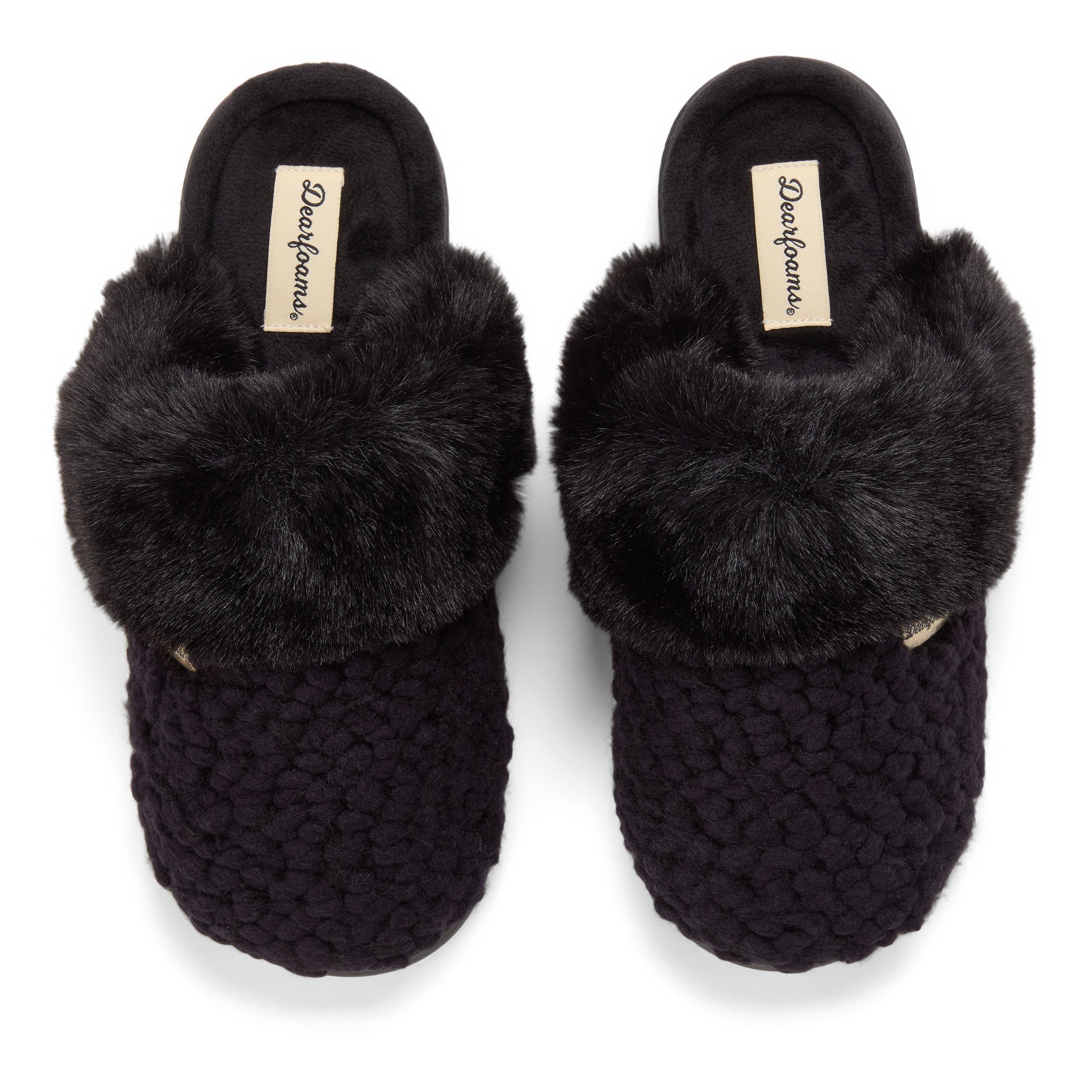 DEARFOAMS Courtney Knit Scuff Slipper, Alternate, color, Black Solid