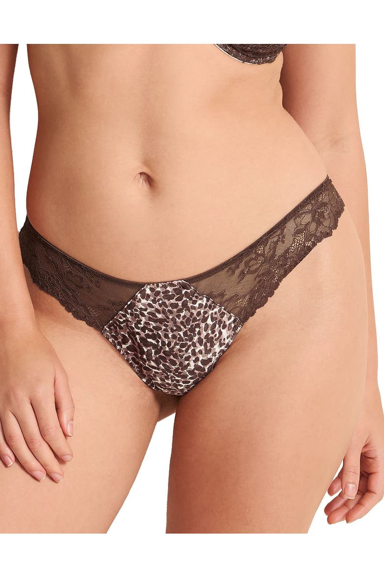Haley Thong Panties, Main, color, Animal brown