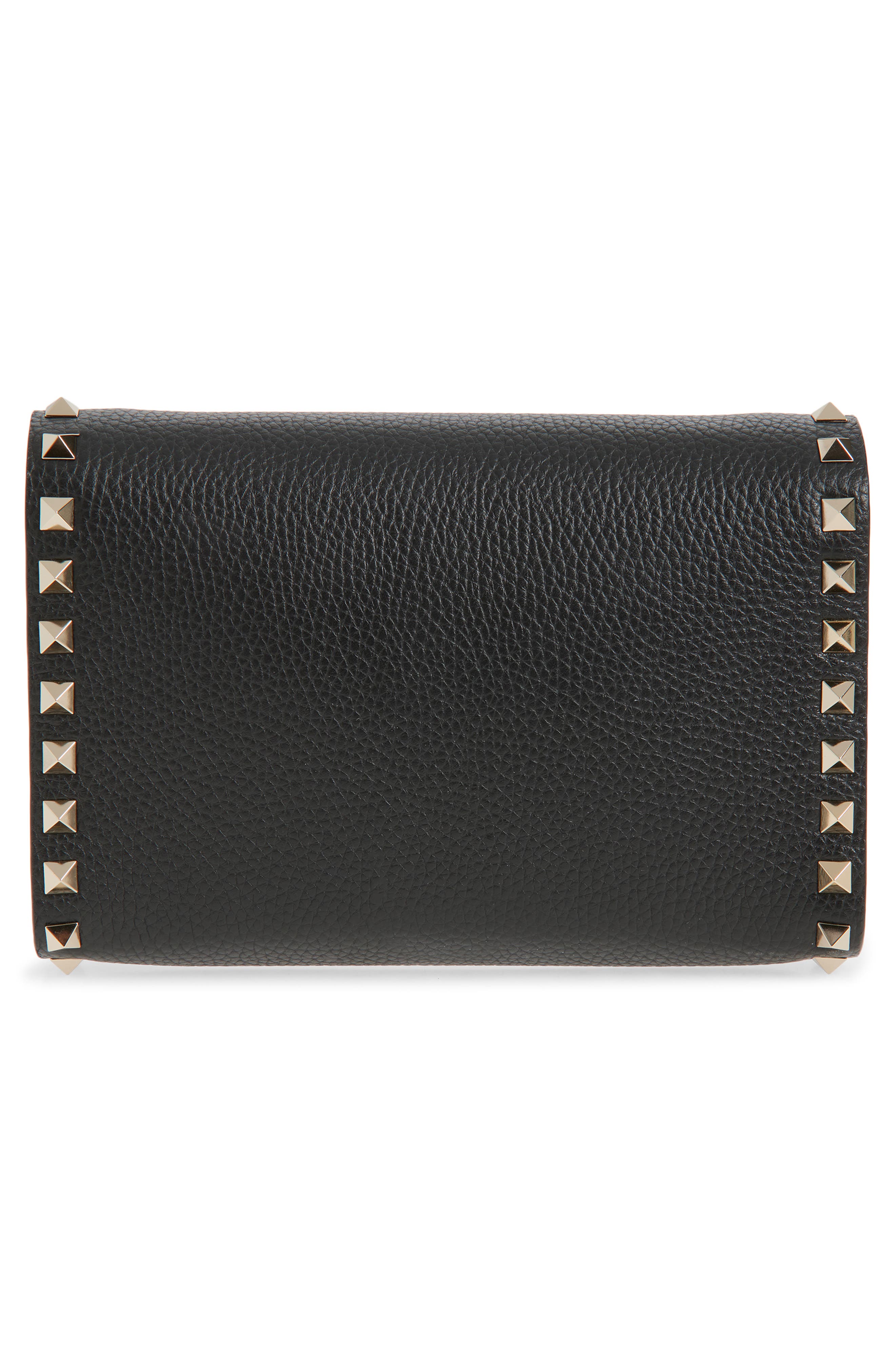 Valentino Garavani Mini Rockstud Leather Shoulder Bag, Alternate, color, Black
