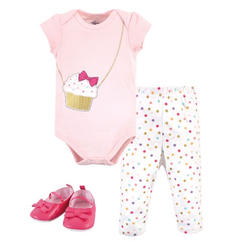 Little One's Cotton Outfit Set Bodysuit, Pants, and Matching Shoes