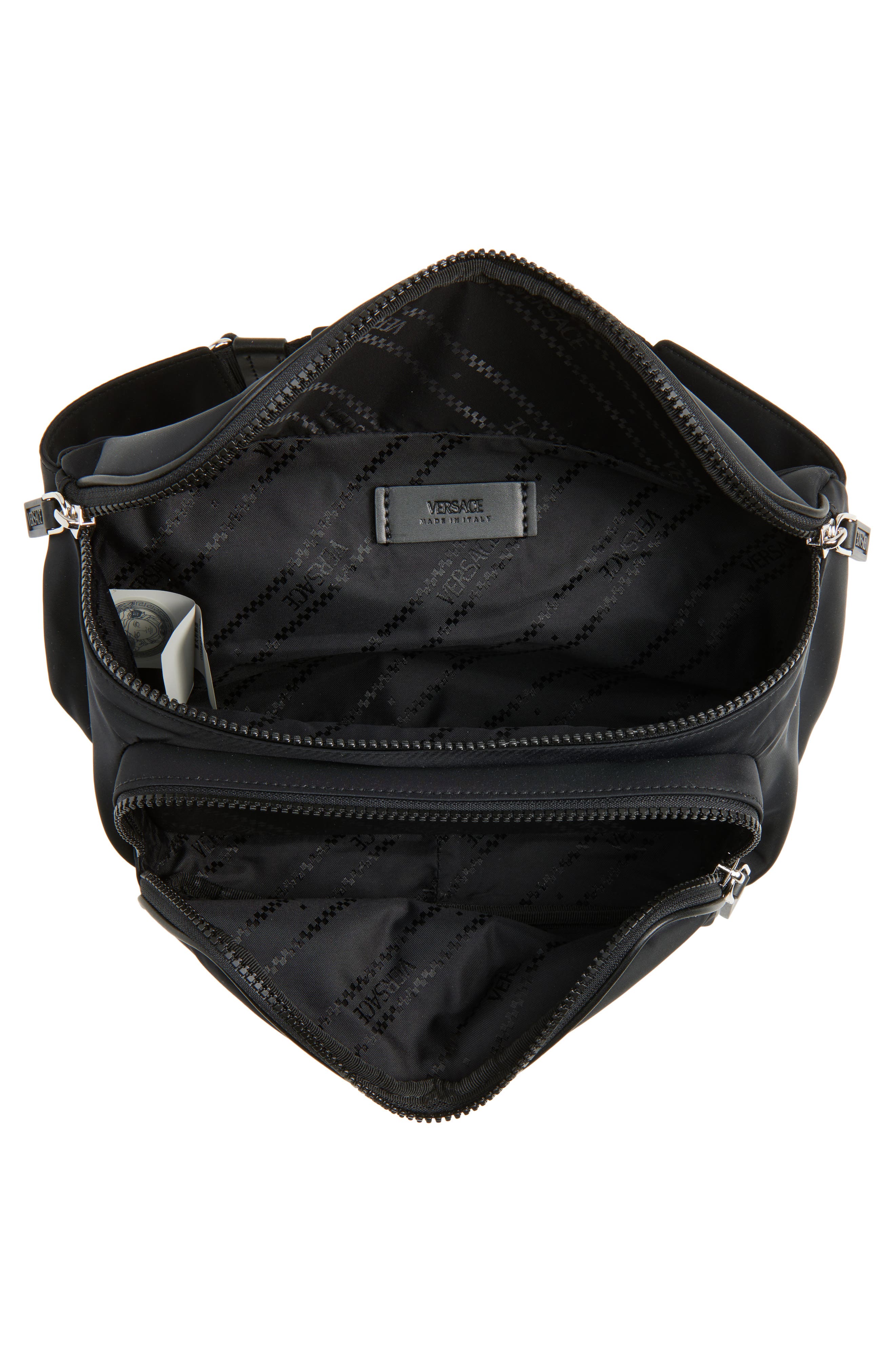 Versace La Medusa Nylon Belt Bag, Alternate, color, Black-Palladium