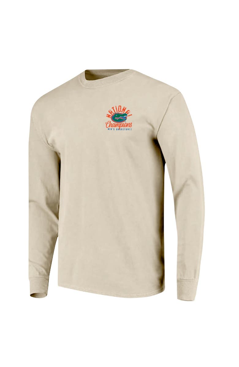 IMAGE ONE Men's Natural Florida Gators 2025 NCAA Men's Basketball National Champions Distressed Net Long Sleeve T-Shirt, Alternate, color, 