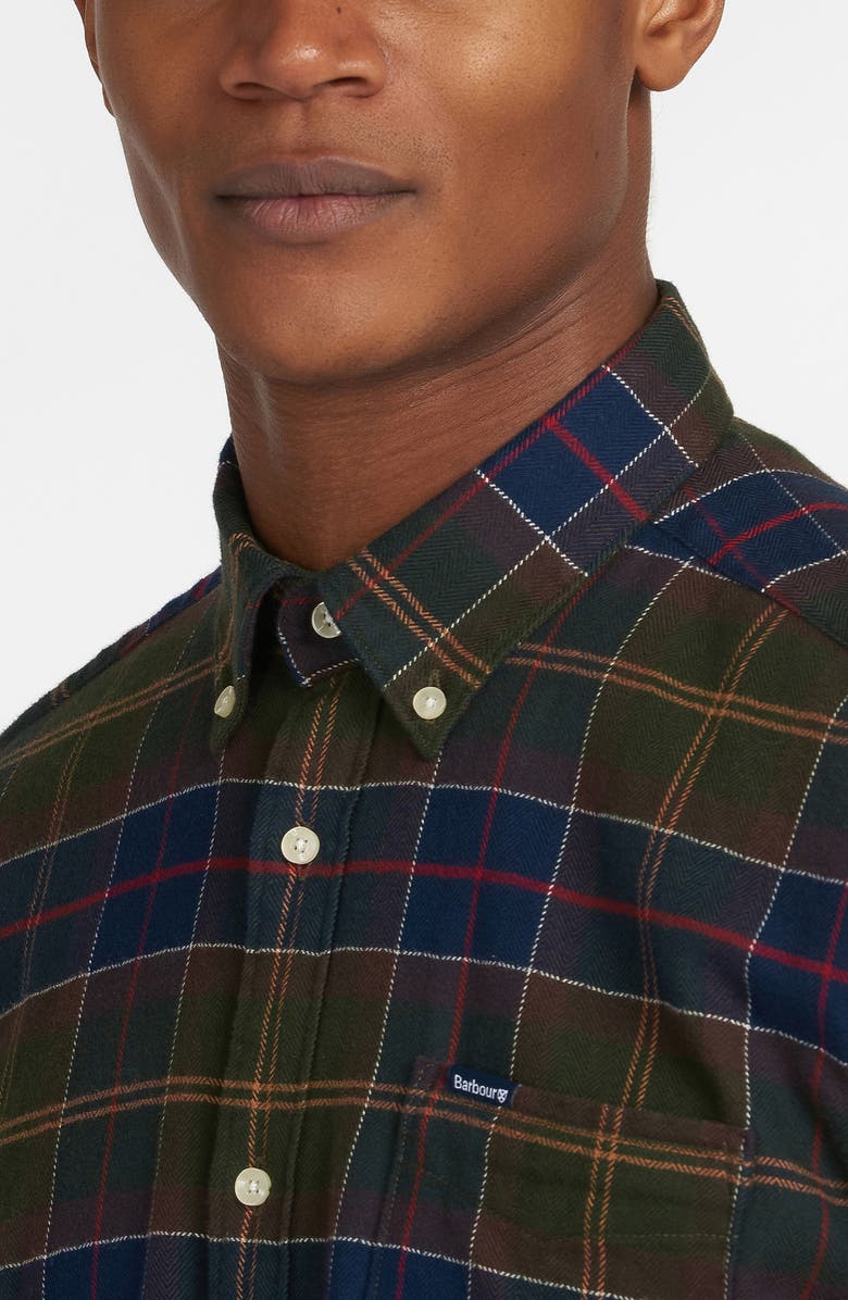 Barbour Kyeloch Herringbone Plaid Button-Down Flannel Shirt, Alternate, color, Classic Tartan