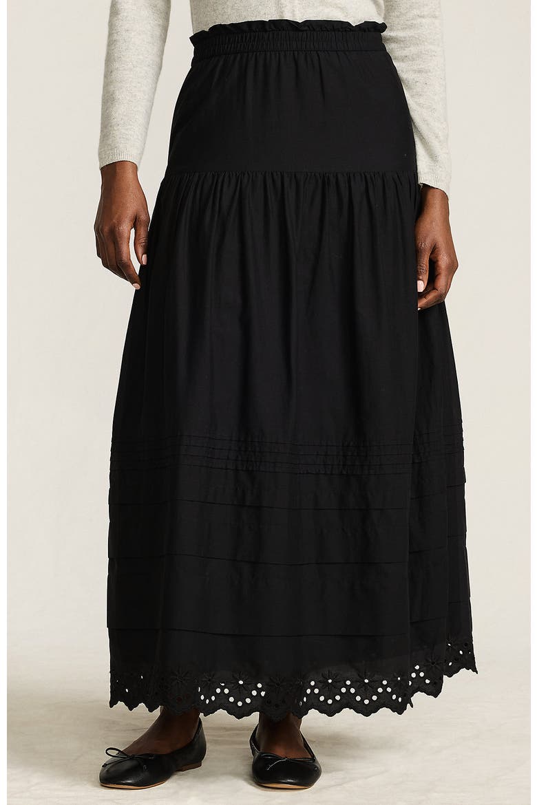 Voile Tiered Eyelet Maxi Skirt, Main, color, Black