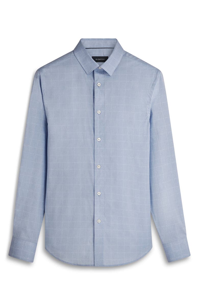 Bugatchi Julian Shaped Fit Check Stretch Cotton Button-Up Shirt, Alternate, color, Air-Blue