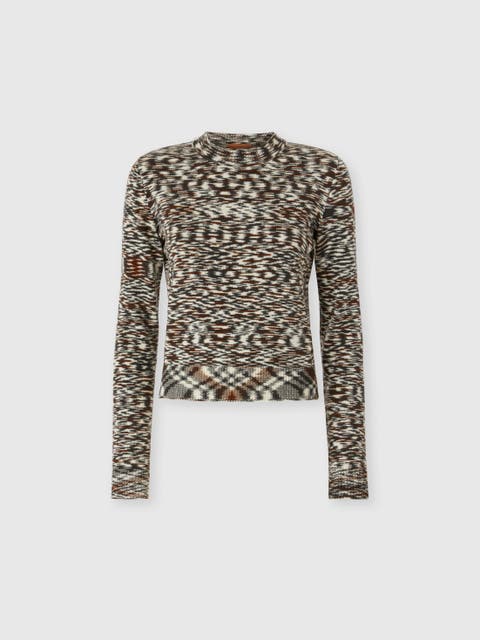 Crew Neck Sweater With Flame Pattern