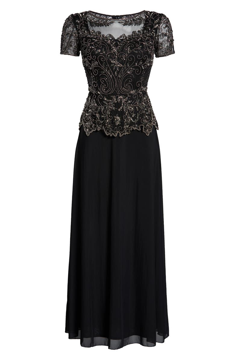 Pisarro Nights Embellished Mesh Bodice Evening Gown, Alternate, color,