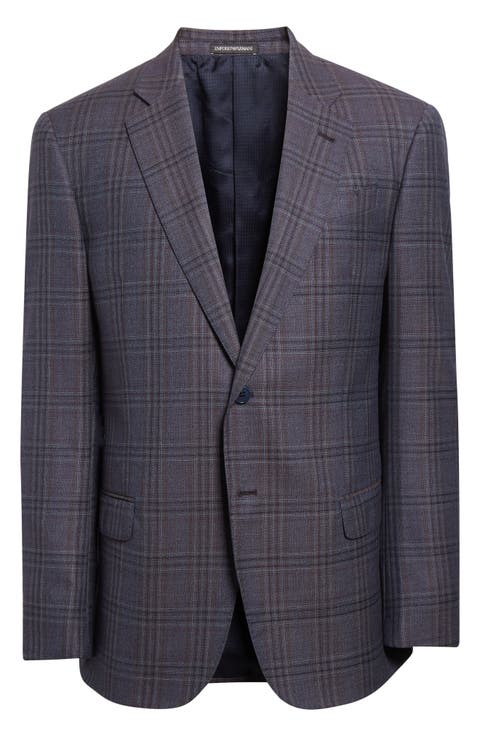 ジャケット・アウター EMPORIO ARMANI - velor check coat Emporio Armani Men's Mini-Check Printed Velvet Blazer