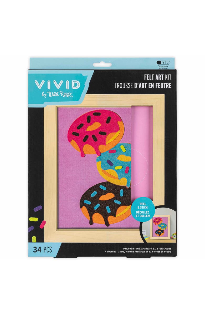 Brea Reese Vivid Felt Art Kit, Sweet Donuts, Diy Peel & Stick Craft Set, Main, color, Multicolored
