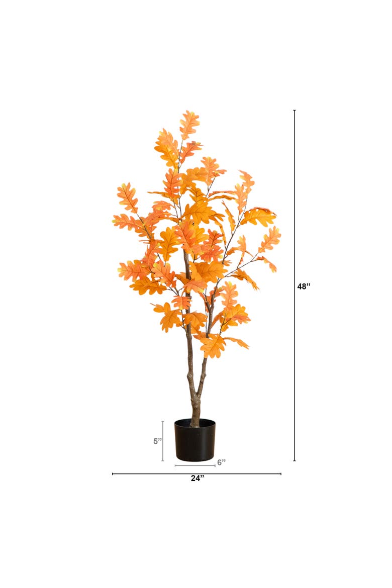 4-ft Artificial Autumn Oak Tree, Alternate, color, Orange