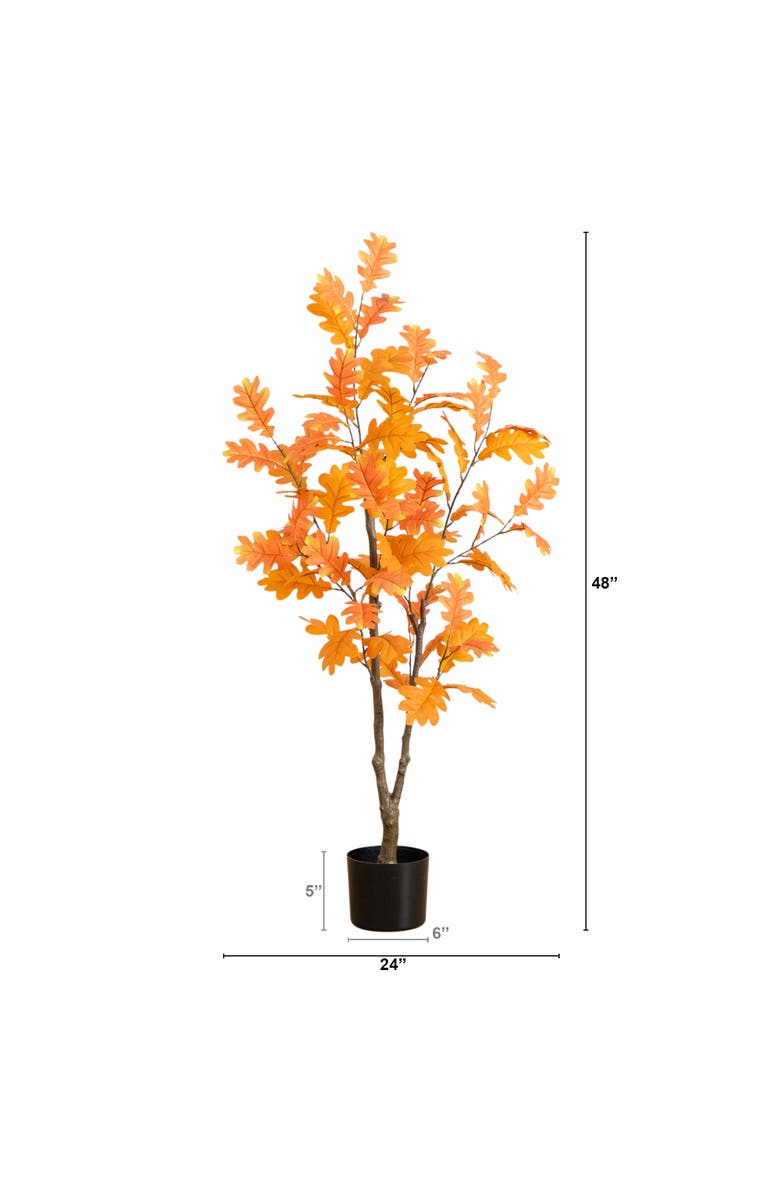NEARLY NATURAL 4-ft Artificial Autumn Oak Tree, Alternate, color, Orange