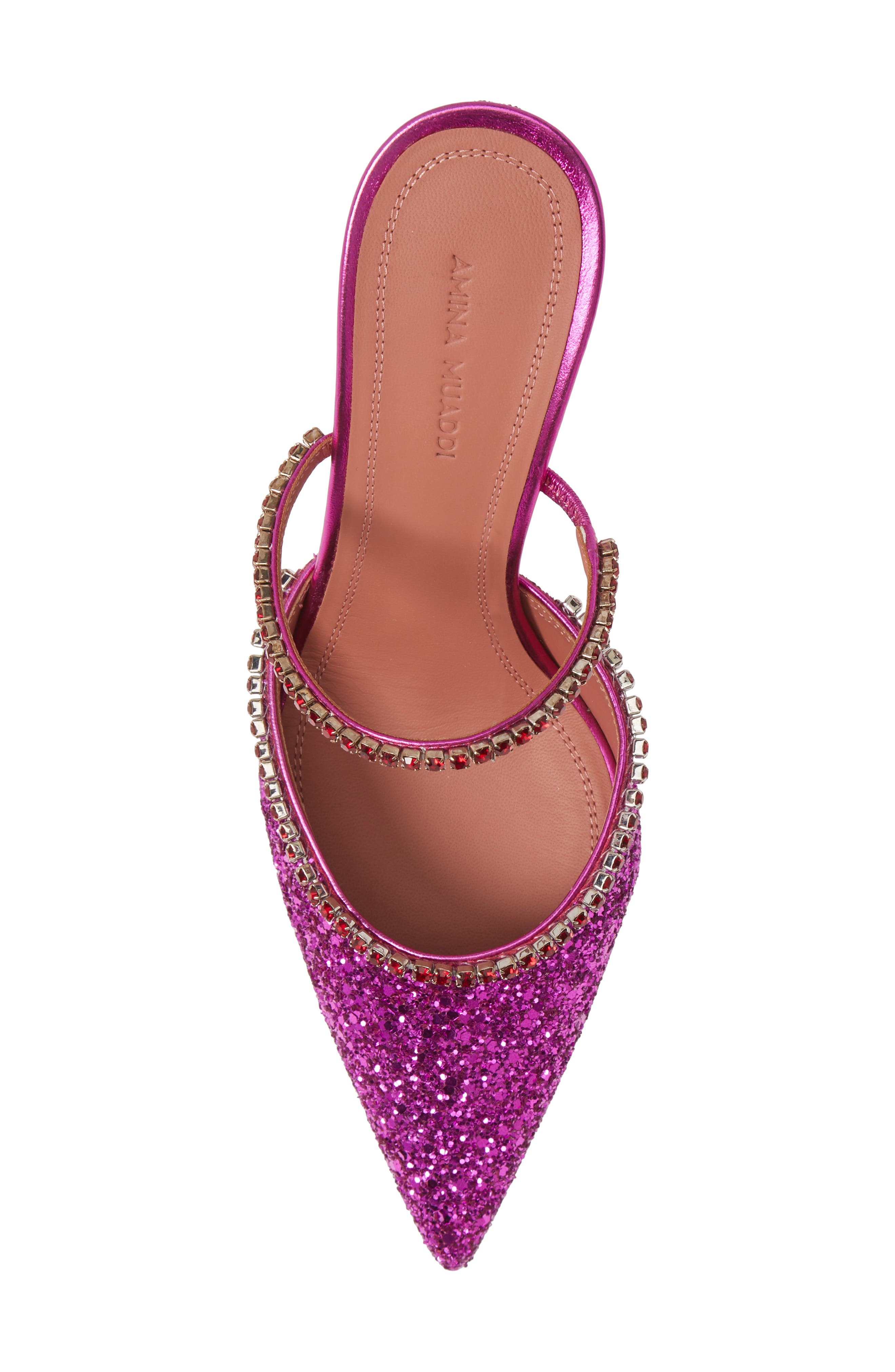 Amina Muaddi Gilda Glitter Pointed Toe Mule, Alternate, color, 