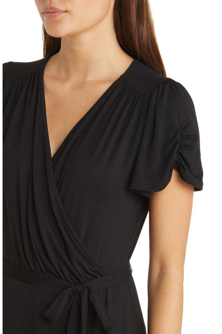 Faux Wrap Dress, Alternate, color, BLACK