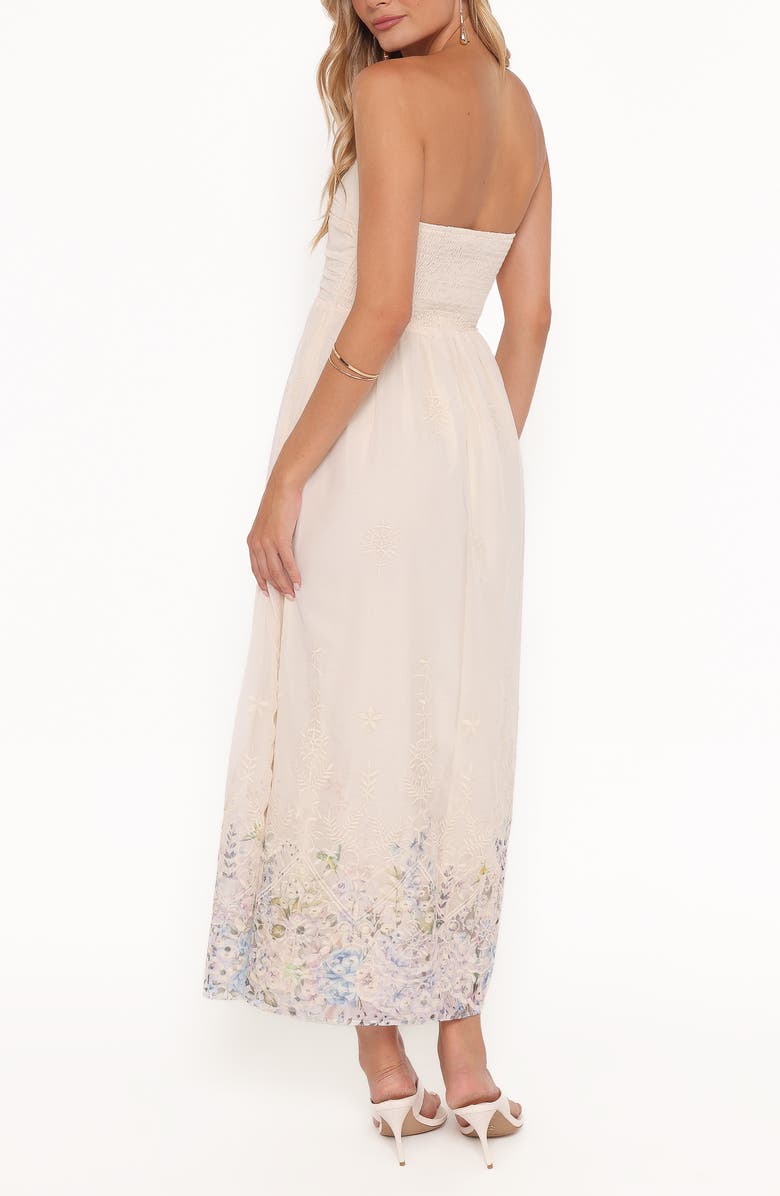Petal & Pup Kayt Print Embroidered Strapless Maxi Dress, Alternate, color, Embroidered Floral