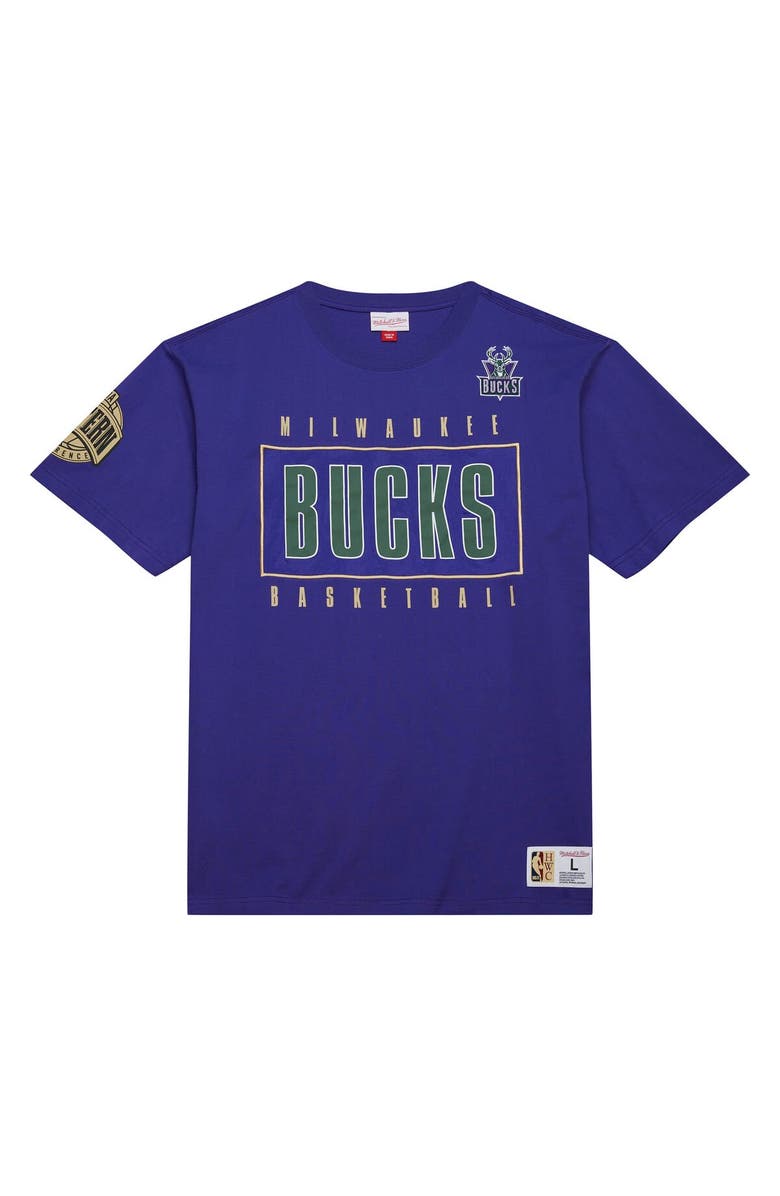 Mitchell & Ness Men's Mitchell & Ness Purple Milwaukee Bucks Hardwood Classics Team OG 2.0 Premium Vintage Logo T-Shirt, Alternate, color, 