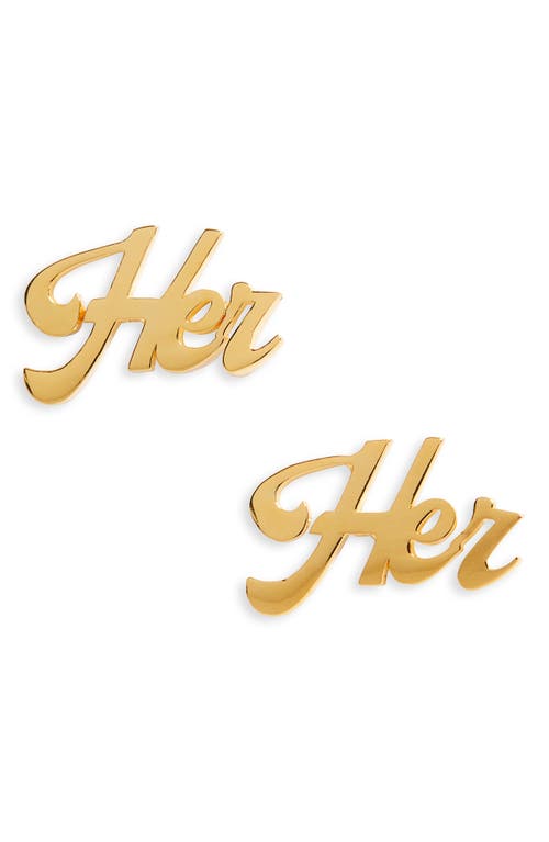 KING ME Custom Jewelry Her 18K Gold Vermeil Stud Earrings at Nordstrom