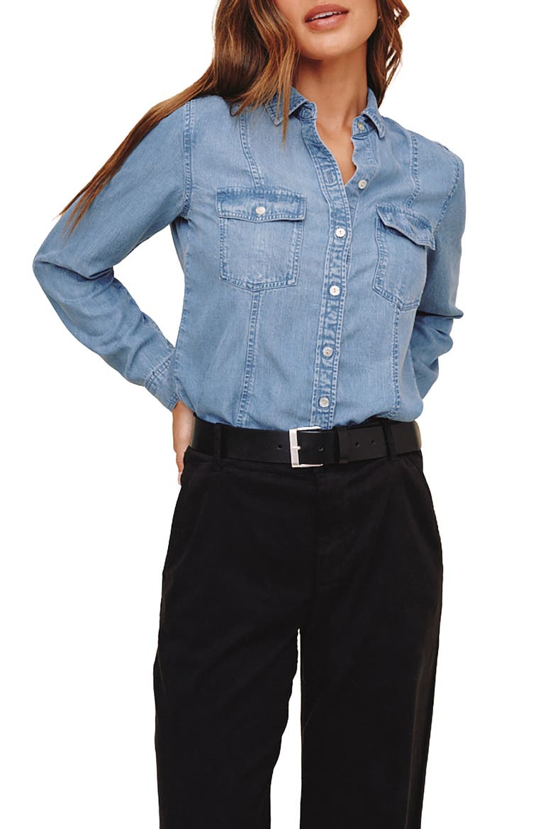 Seamed Denim Shirt, Alternate, color, INDIGO HARBOR WASH