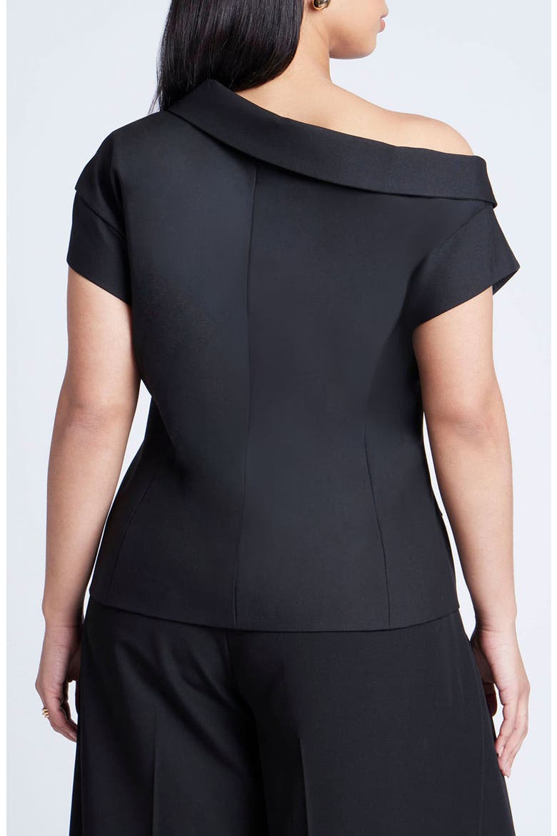 Asym Neckline Short Sleeve Blazer, Alternate, color, BLACK ONYX