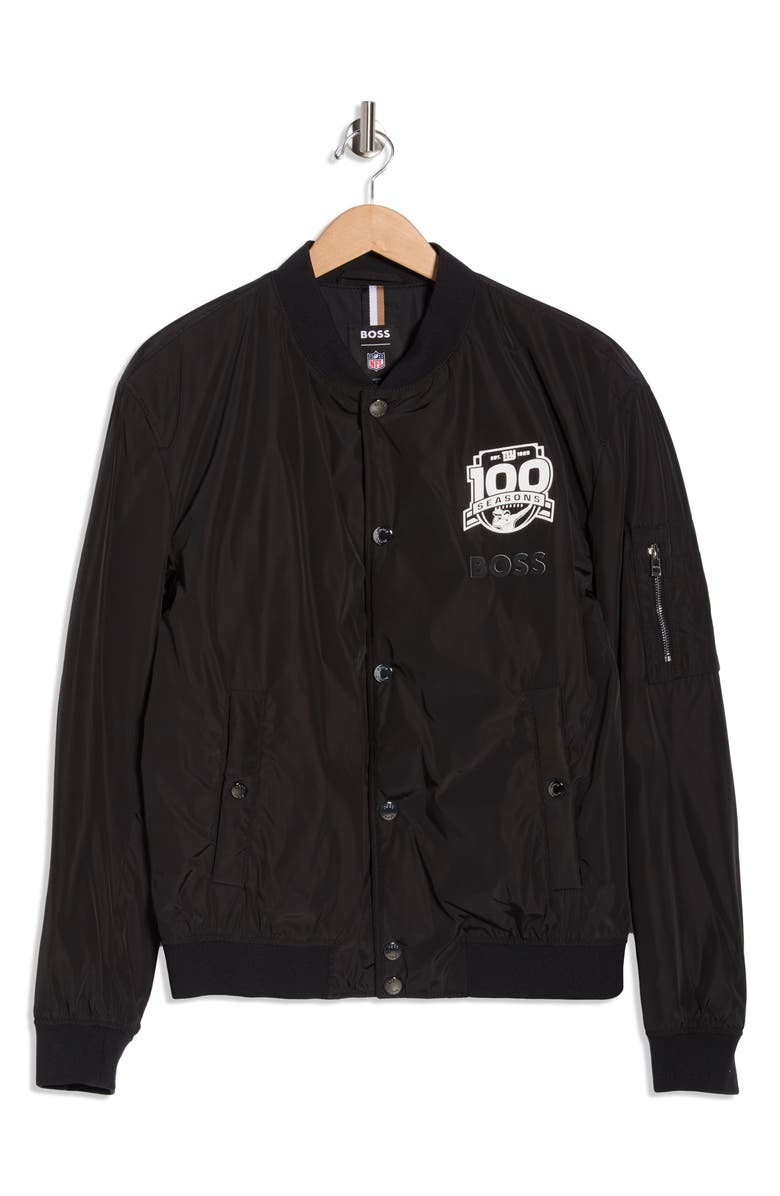 BOSS x NFL New York Giants Bomber Jacket, Alternate, color, Black