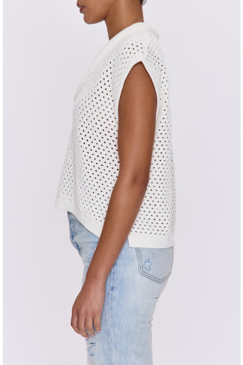 Beck Open Stitch Short Sleeve Sweater, Alternate, color, LE BLANC
