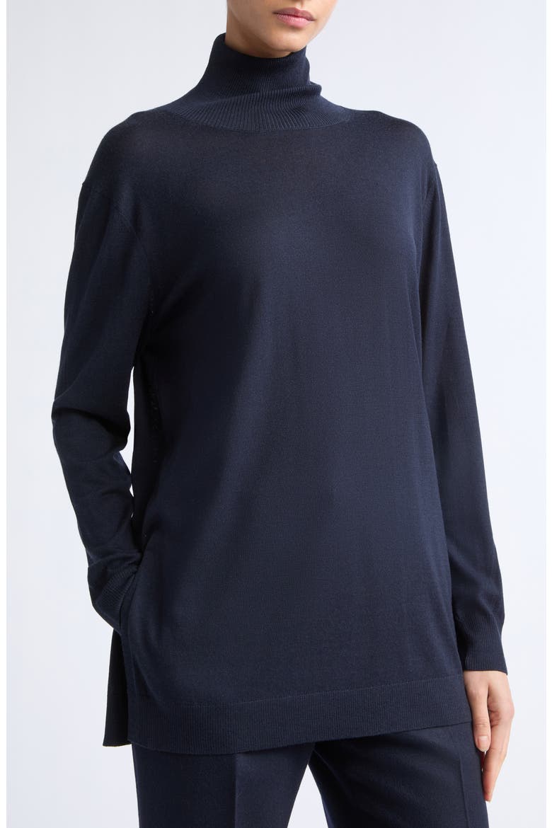 Merino Wool Stand Collar Sweater, Alternate, color, INK