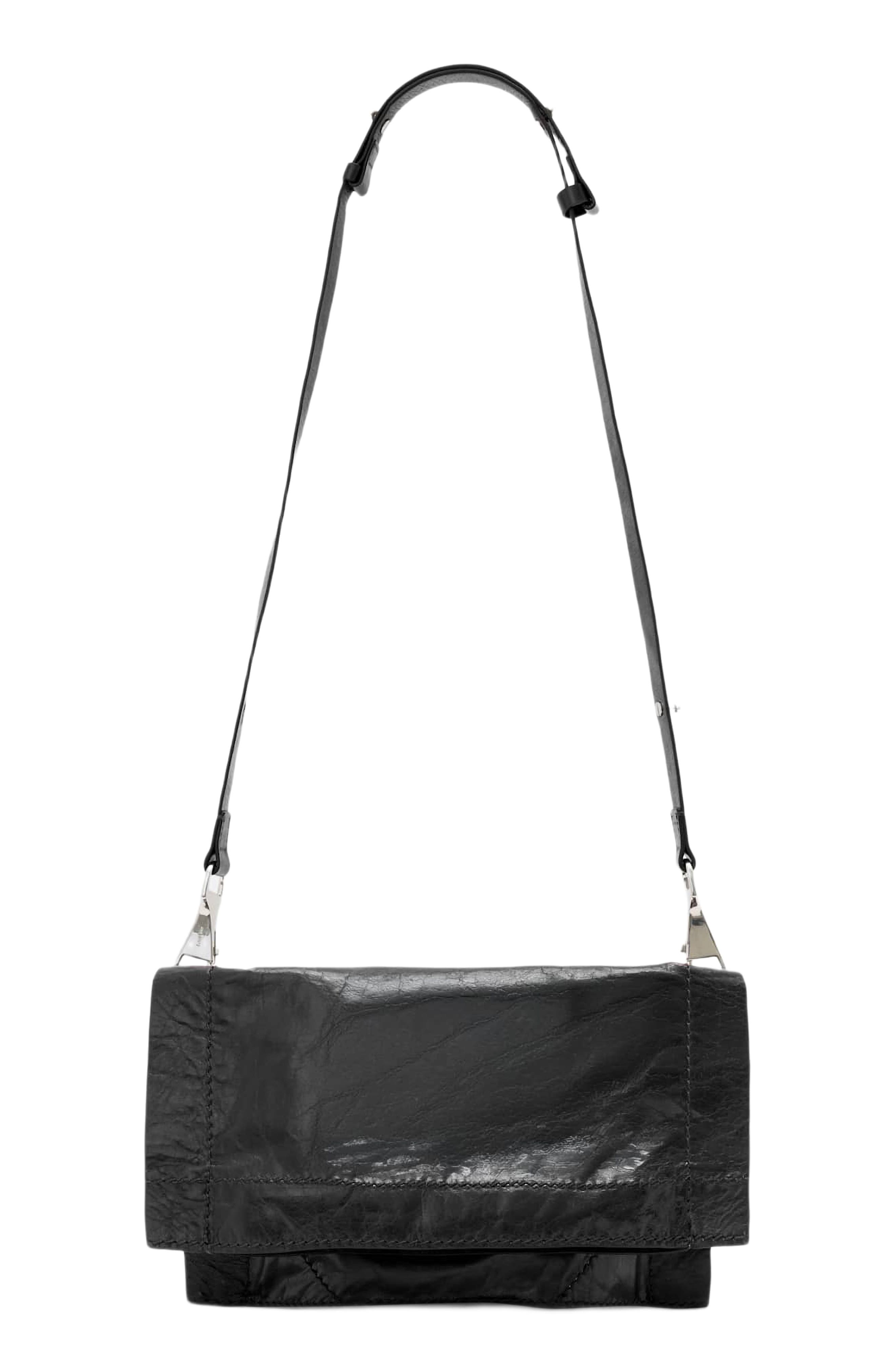 Lutece Small Leather Crossbody Bag, Main, color, BLACK
