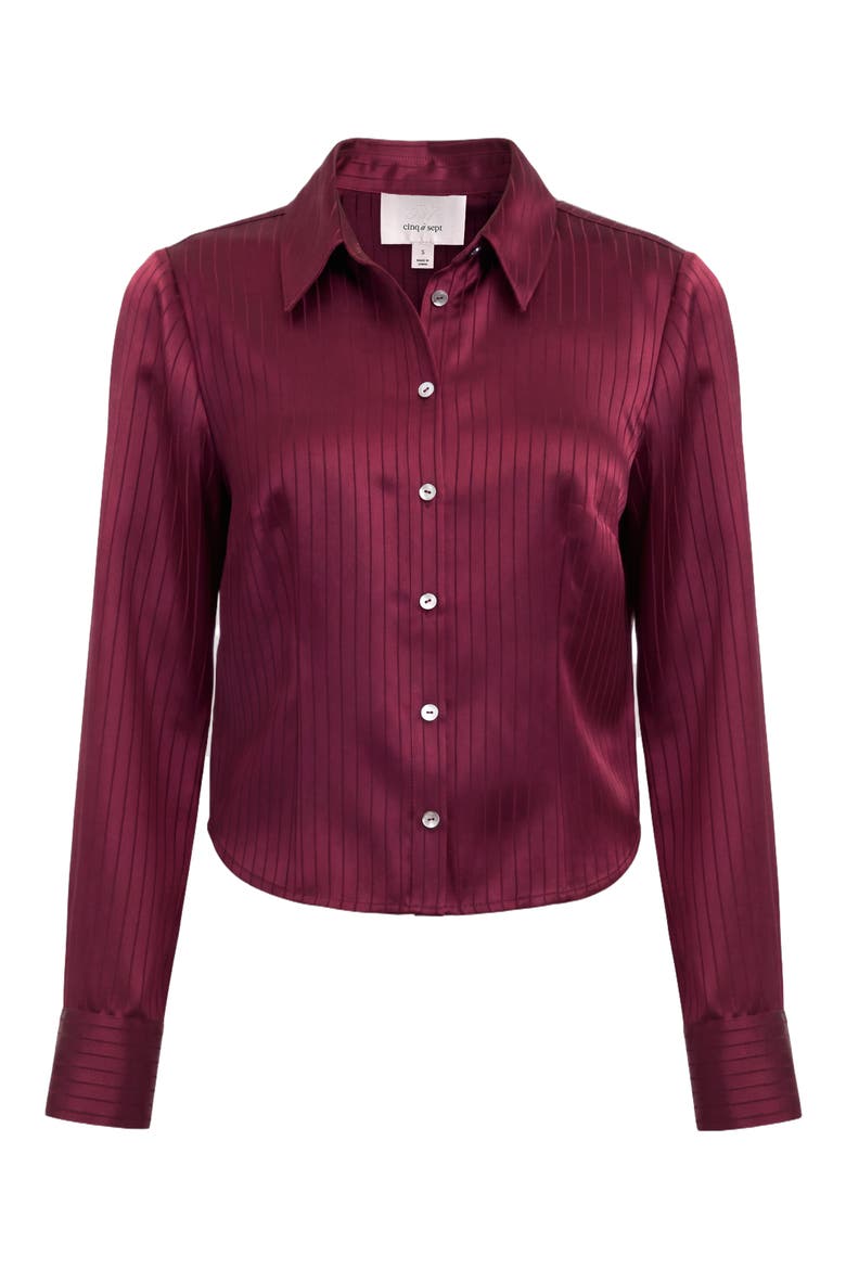 Georgia Satin Striped Shirt, Alternate, color, BLACK CHERRY