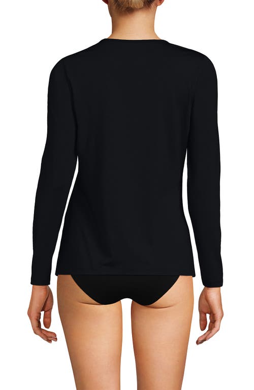 Lands' End Crew Neck Long Sleeve Rash Guard Upf 50 Sun Protection Swim Tee
