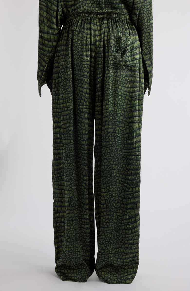 Balenciaga Crocodile Print Silk Pajama Pants, Alternate, color, 