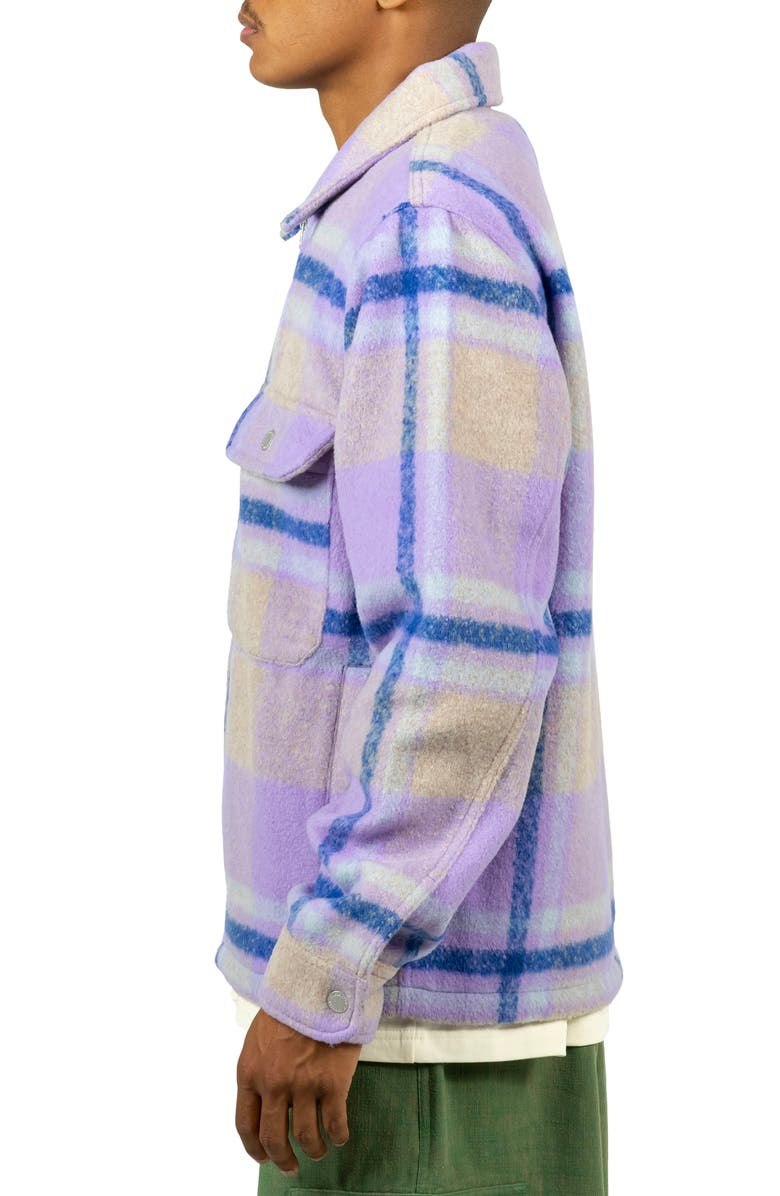 PLEASURES Folklore Plaid Fleece Work Jacket, Alternate, color, 