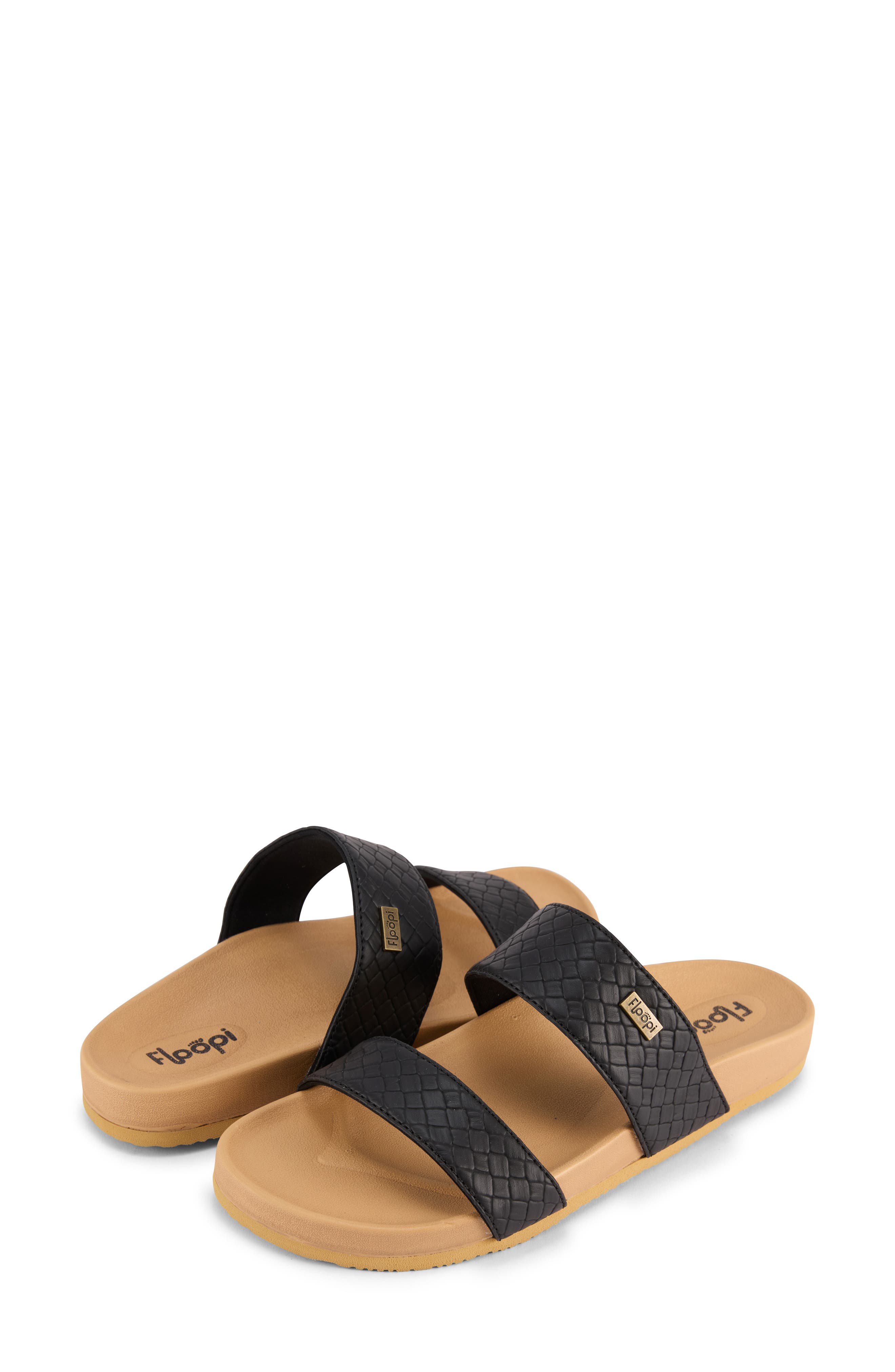 FLOOPI Double Strap Slide Sandal, Alternate, color, Black
