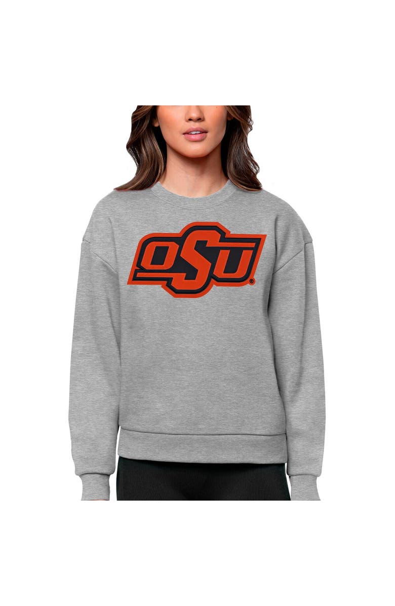 ANTIGUA Women's Antigua Heather Gray Oklahoma State Cowboys Victory Crewneck Pullover Sweatshirt, Main, color,
