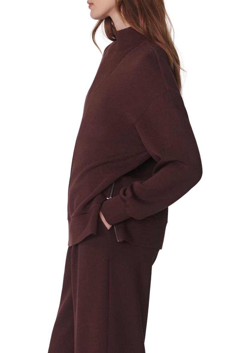 Novi Longline Mock Neck Sweatshirt, Alternate, color, DEEP MAHOGANY