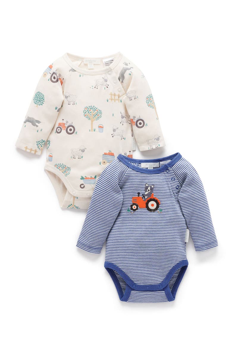 Purebaby 2 Pack Bodysuit, Main, color, Herding Sheep Print