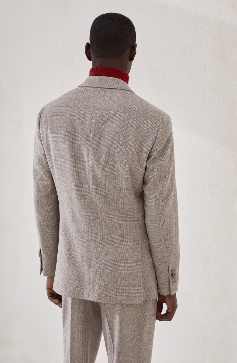 Brunello Cucinelli Prince of wales blazer, Alternate, color, Bark