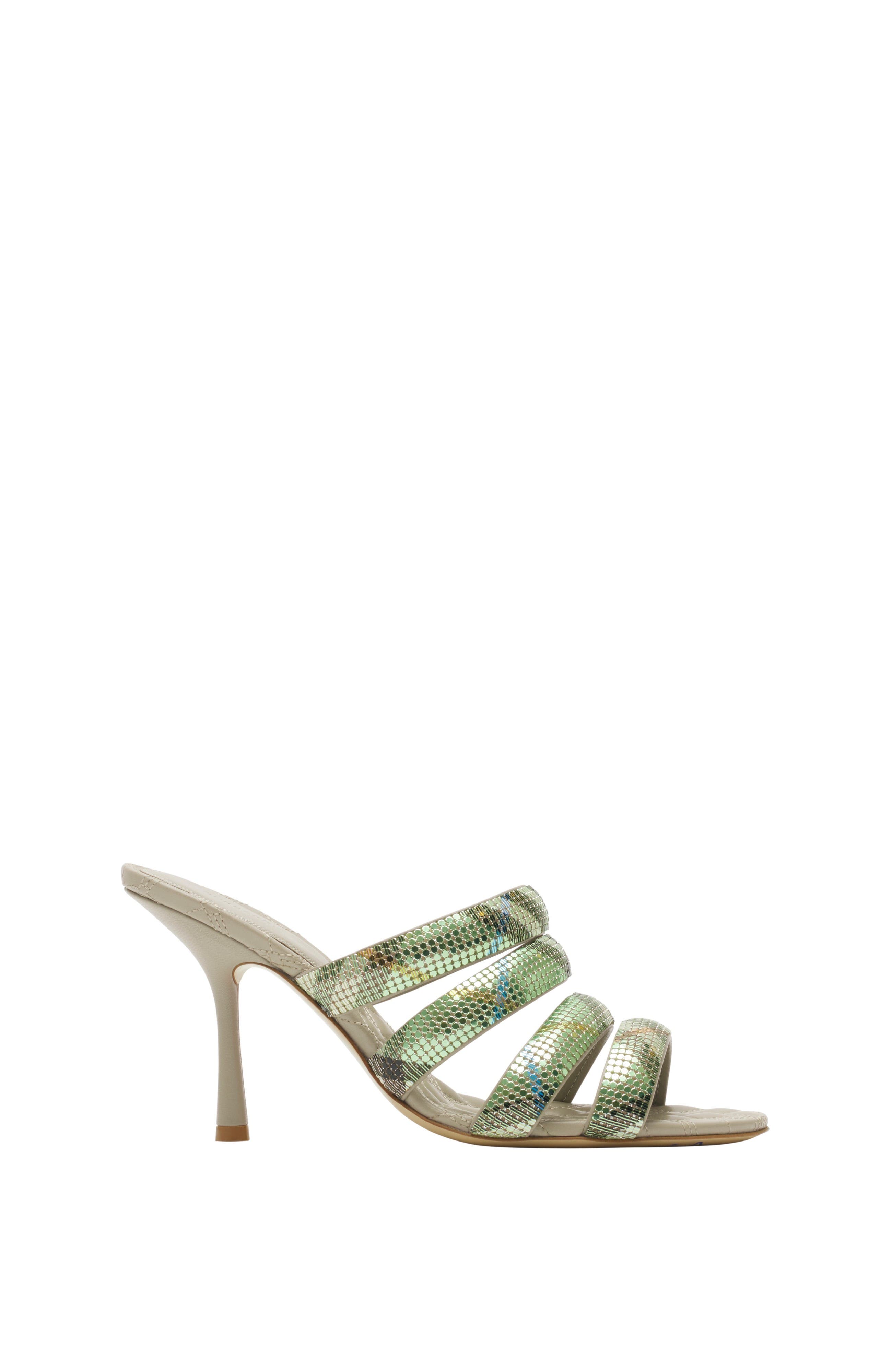 Burberry Check Mesh Mews Strap Mules, Main, color, 