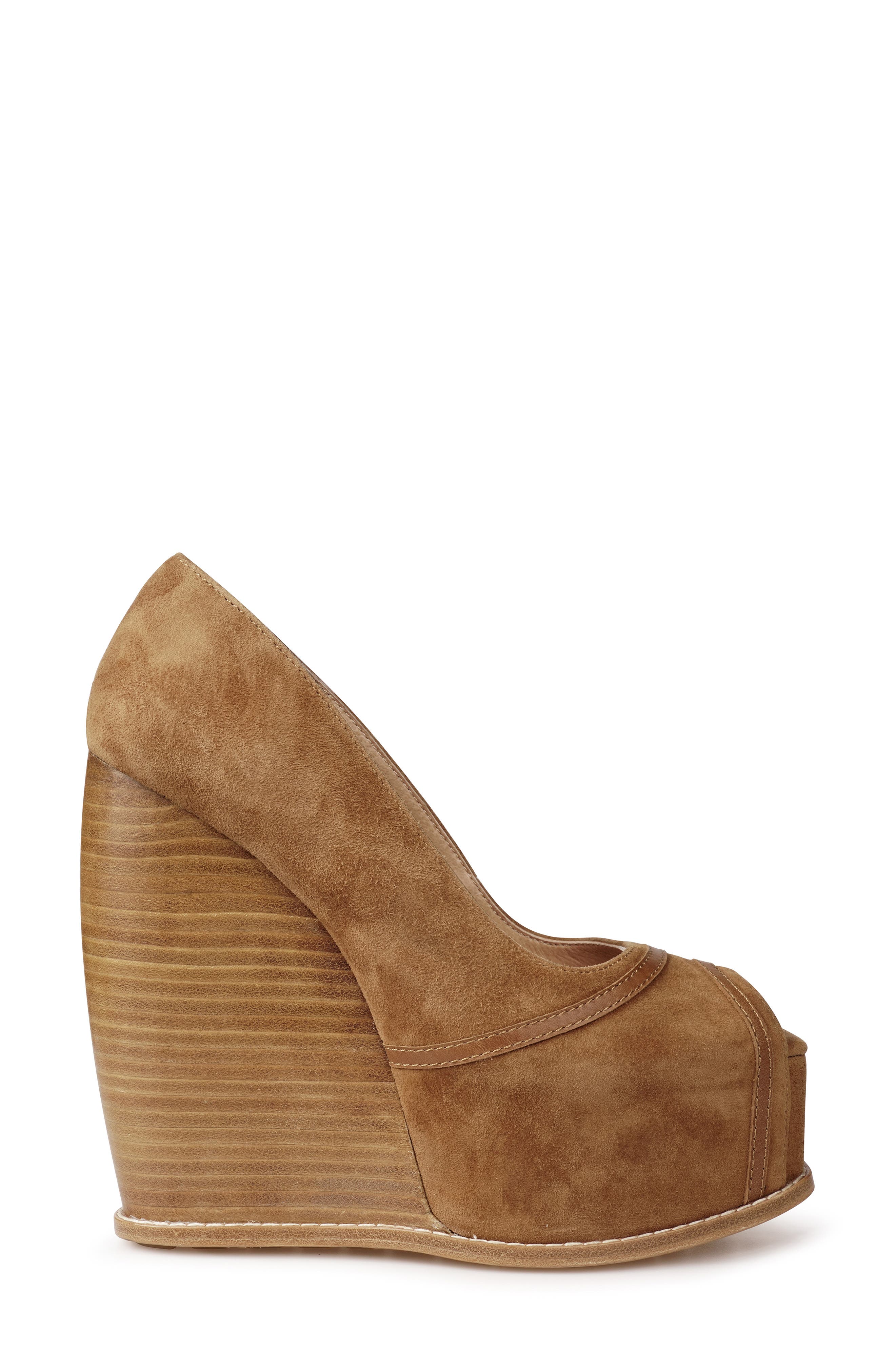 Domenika Peep Toe Platform Wedge Sandal, Alternate, color, TOBACCO SD