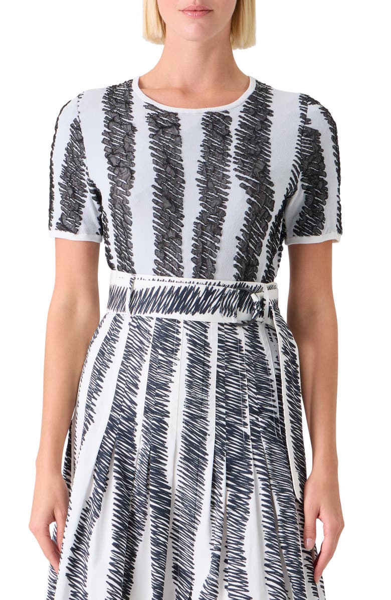 Akris punto Scribble Jacquard Sweater, Main, color, Cream-Black