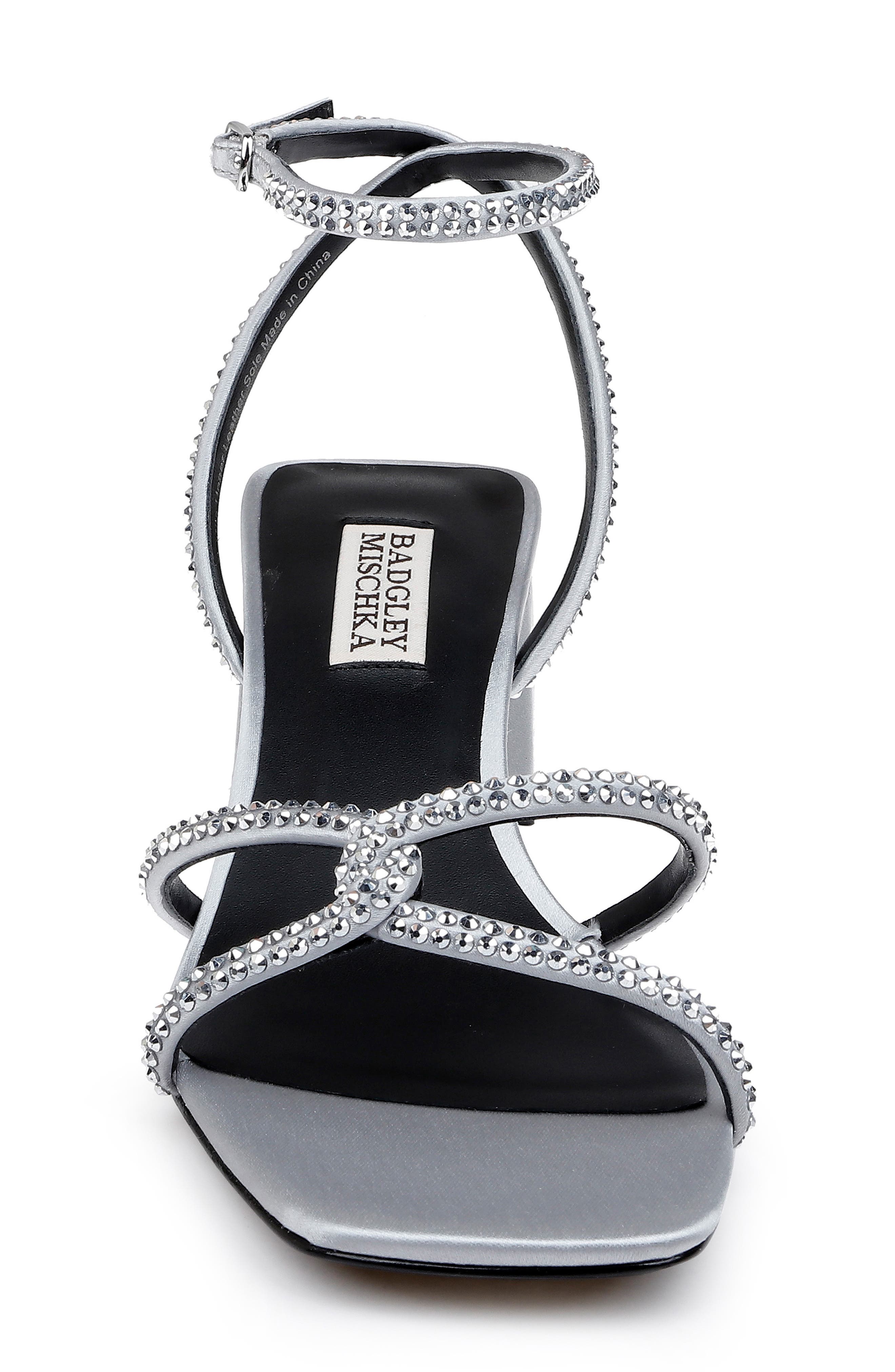 Badgley Mischka Collection Brisa Ankle Strap Sandal, Alternate, color, Silver Sat