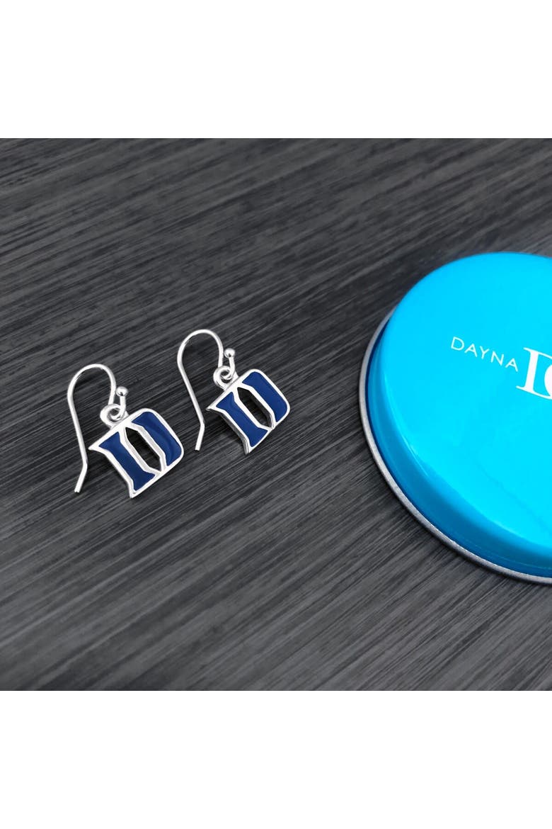 Women's Dayna Designs Duke Blue Devils Silver Enamel Dangle Earrings, Alternate, color, Silver