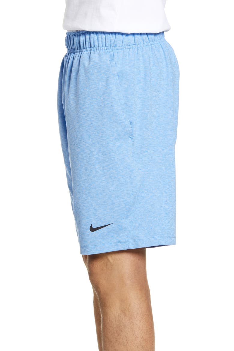 Transcend Dry Yoga Training Shorts, Alternate, color, PACIFIC BLUE/ HEATHER/ BLACK