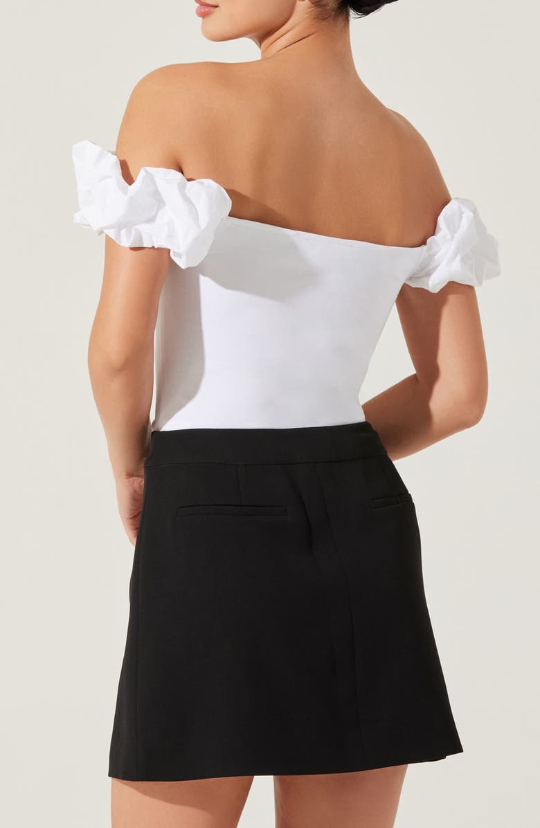 ASTR the Label Hoda Mixed Media Off the Shoulder top, Alternate, color, White