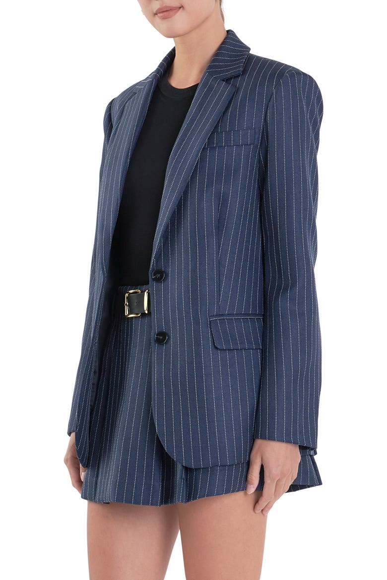 Stripe Oversize Blazer, Alternate, color, NAVY