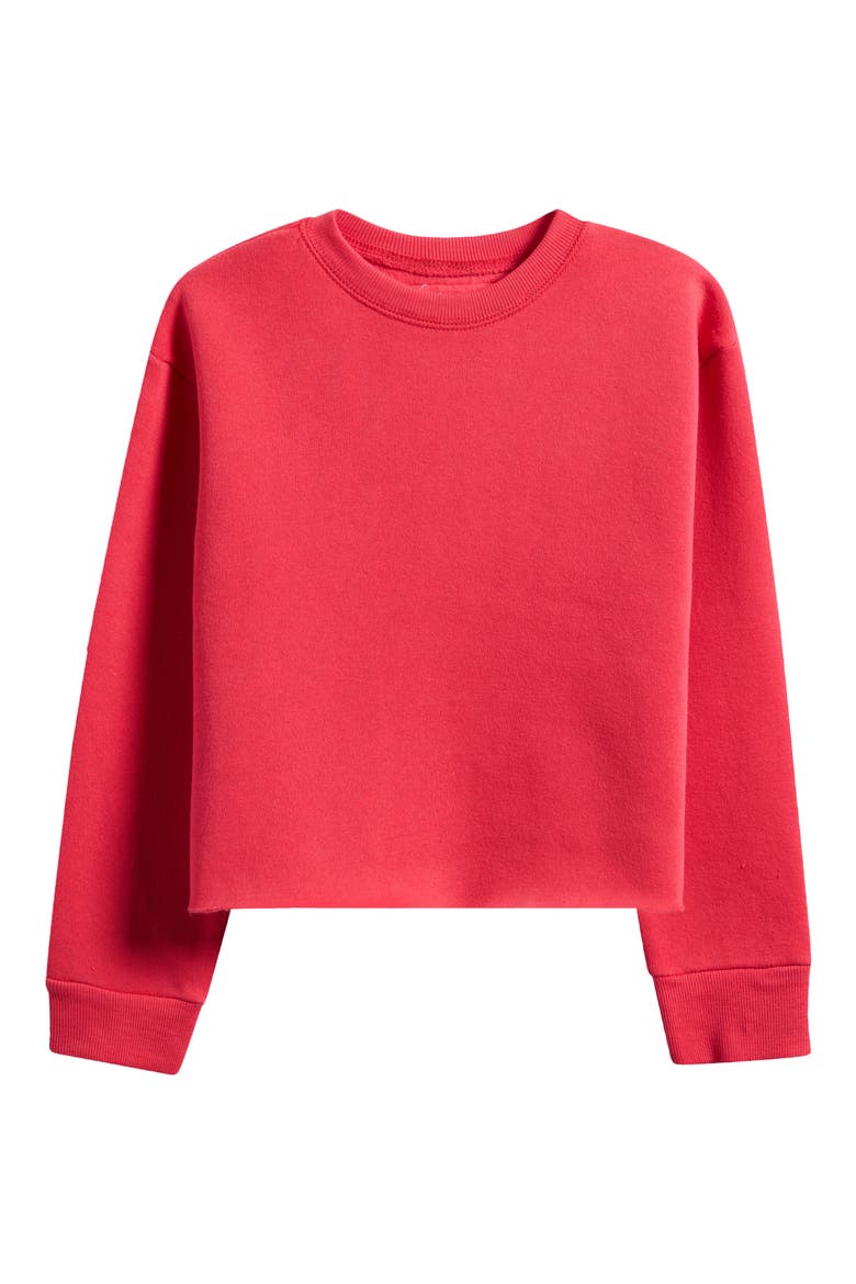 Kids' Crop Crewneck Sweatshirt, Main, color, CHERRY