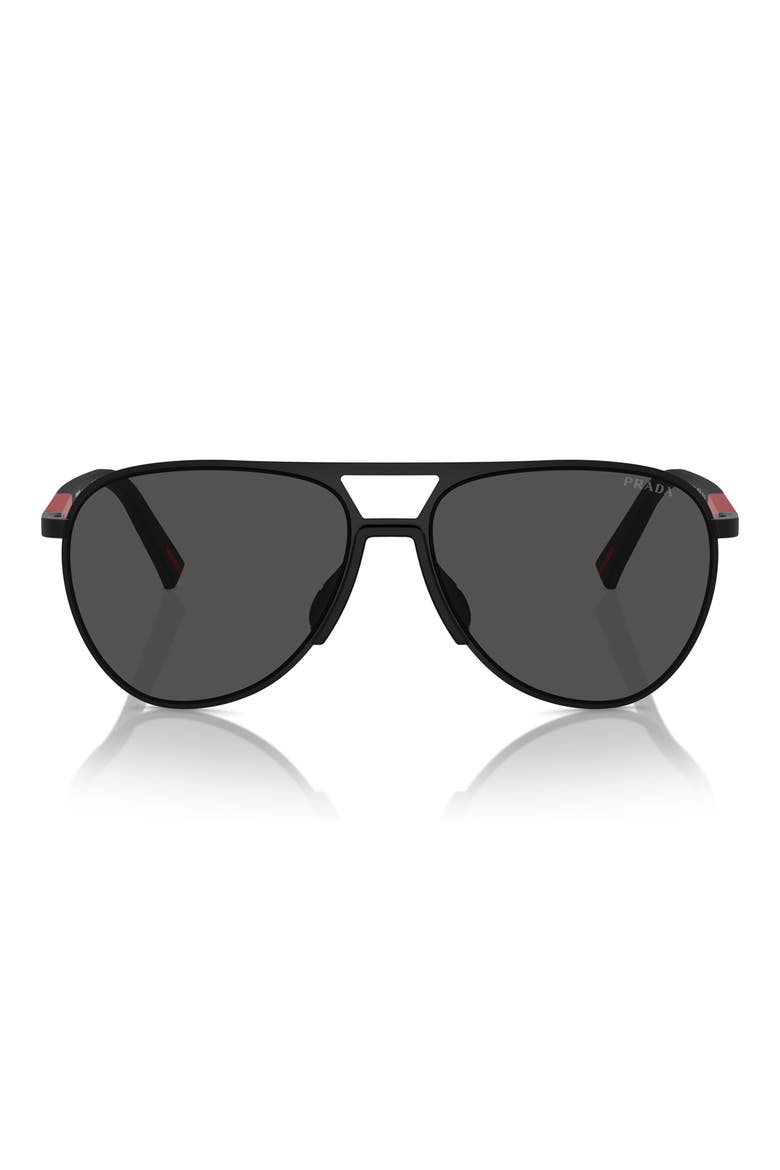 59mm Aviator Sunglasses, Main, color, MATTE BLACK